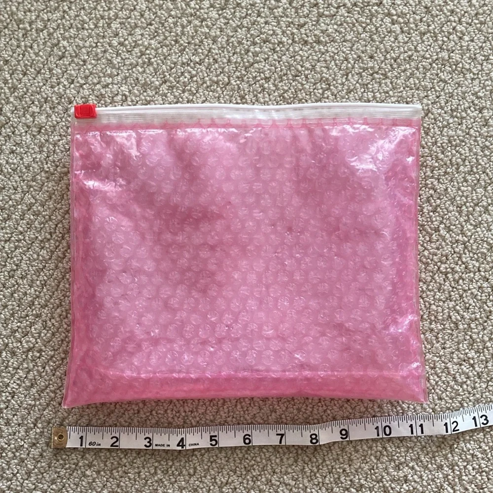 Glossier Bubble Pink Zipper Cosmetic Bag Pouch Slide Closure Like New 10.5” x 9”